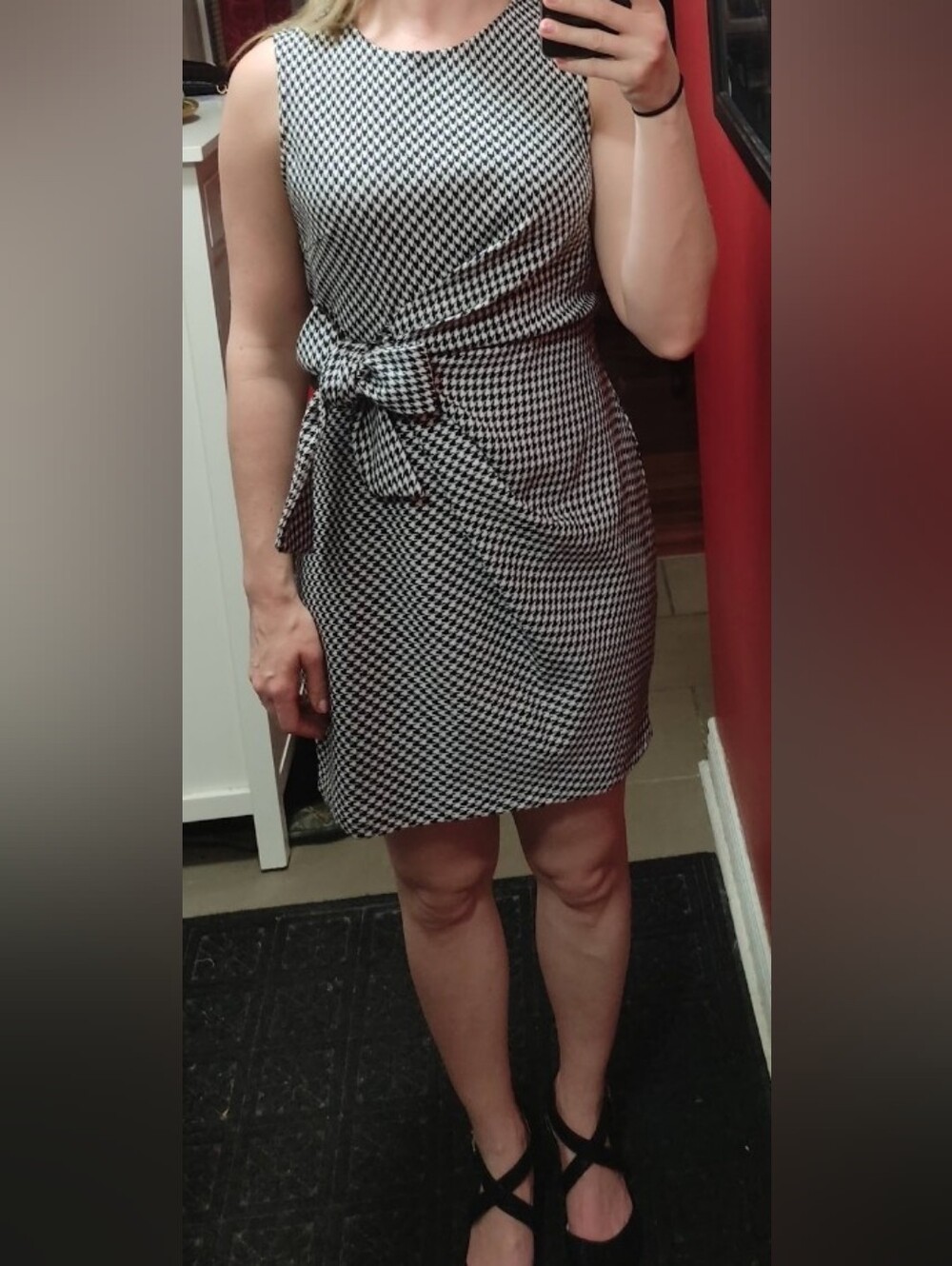 APRICOT Monochrome Houndstooth Mini Dress
